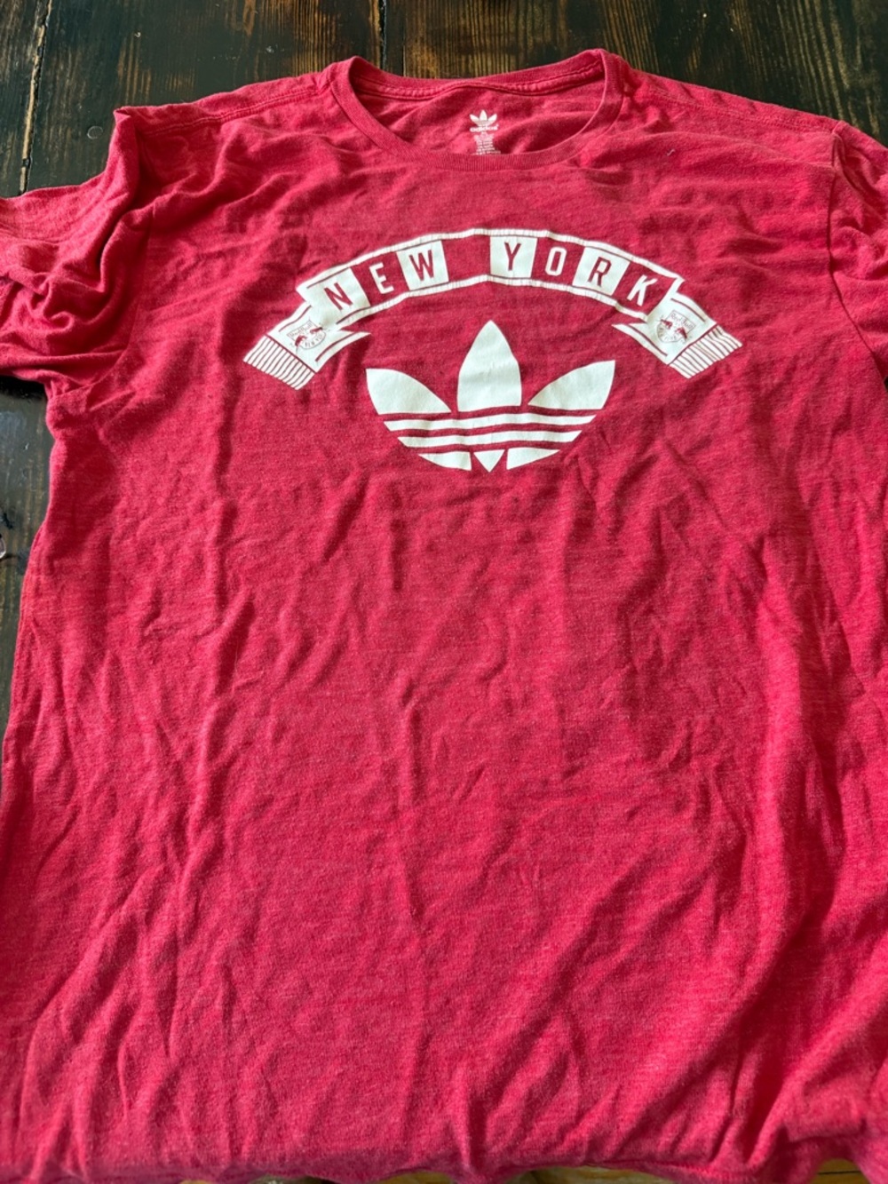adidas Heather Red Trefoil Logo Crewneck Tee